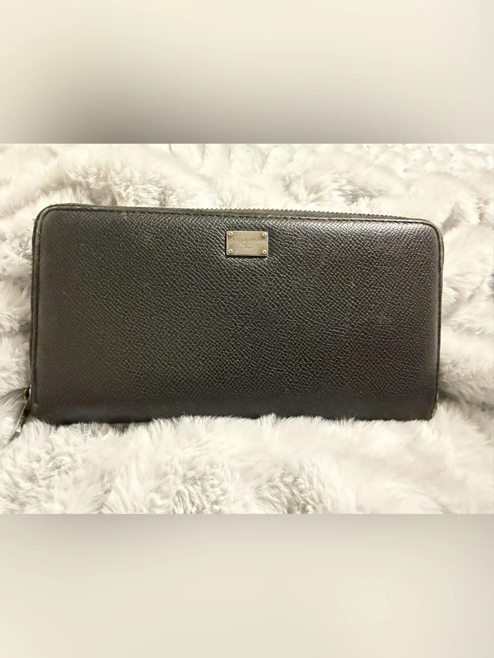 Dolce & Gabbana Black Saffiano Zip-Around Leather Wallet